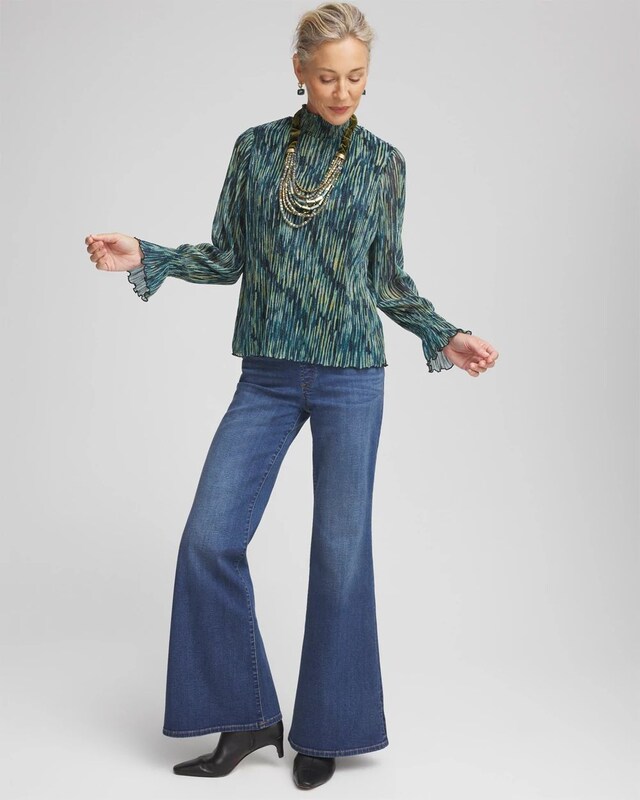 Crinkle Shine Mock-Neck Top - image 2